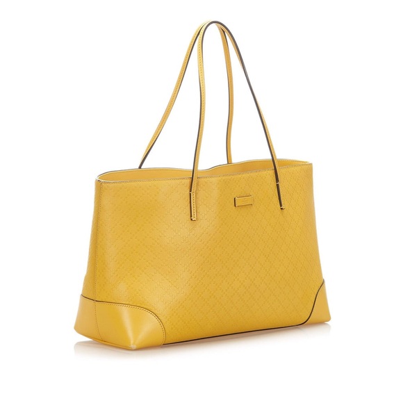 Authentic GUCCI Diamante Bright Yellow Tote Bag Handbag - Picture 2 of 14